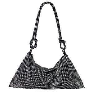 Rhinestone Purse Silver Hobo Purse Sparkly Black Evening Bag Prom :|